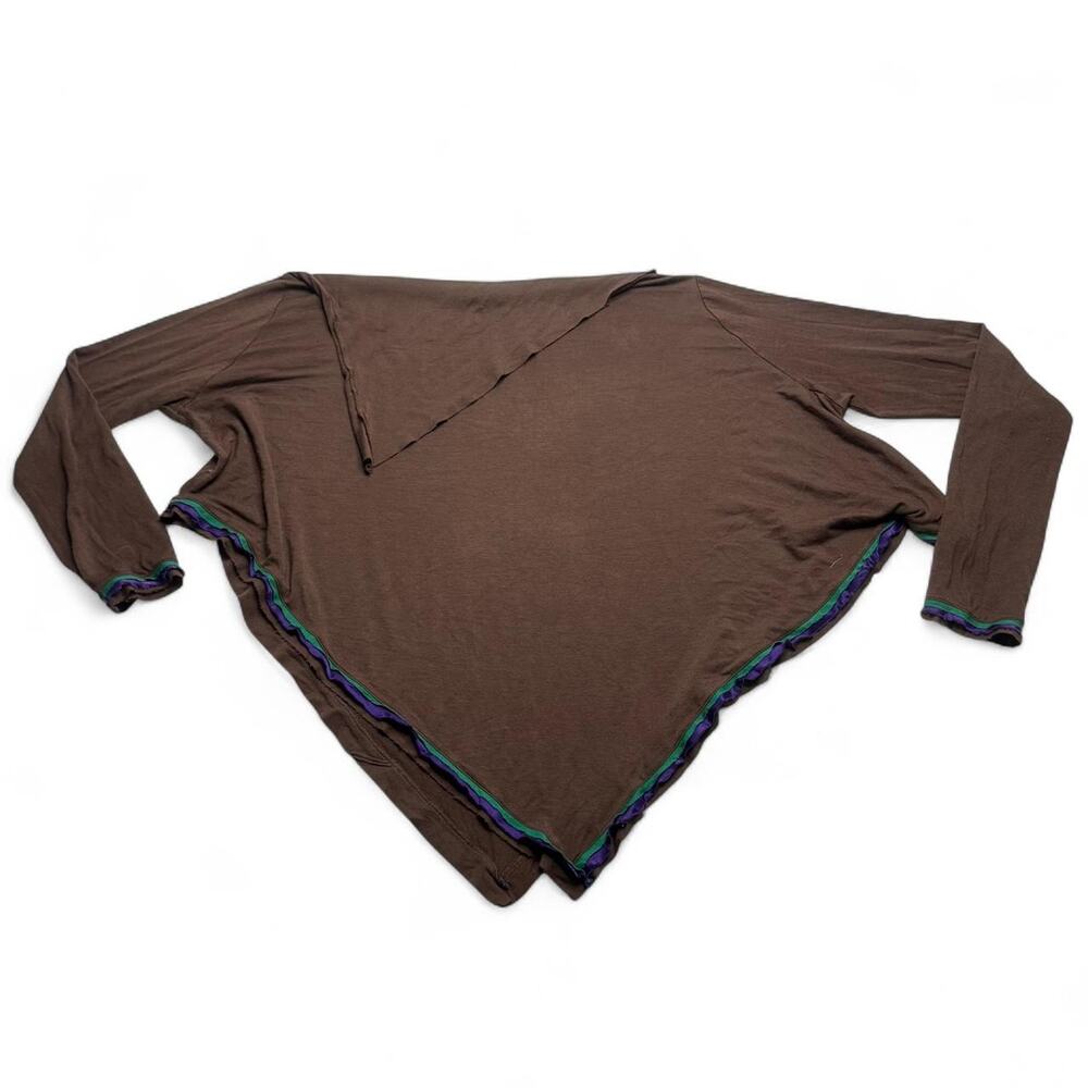 Y2K Asymmetrical off the shoulder brown Mcbling poncho style draping top large - Picture 7 of 7